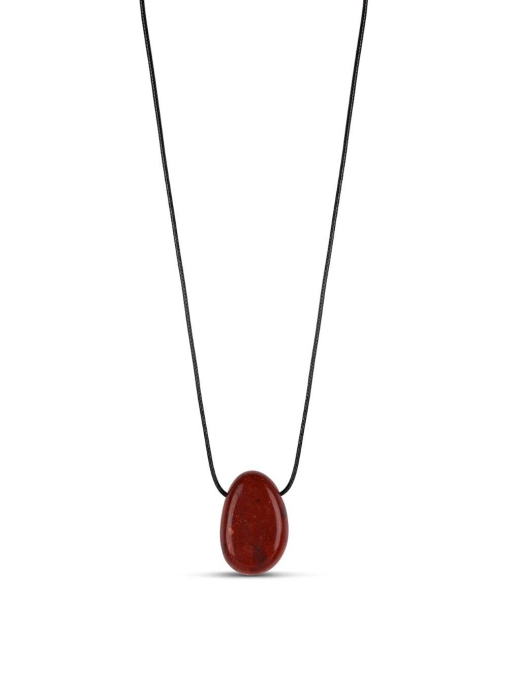 Minimal Red Jasper Pendant Necklace with Black Cord